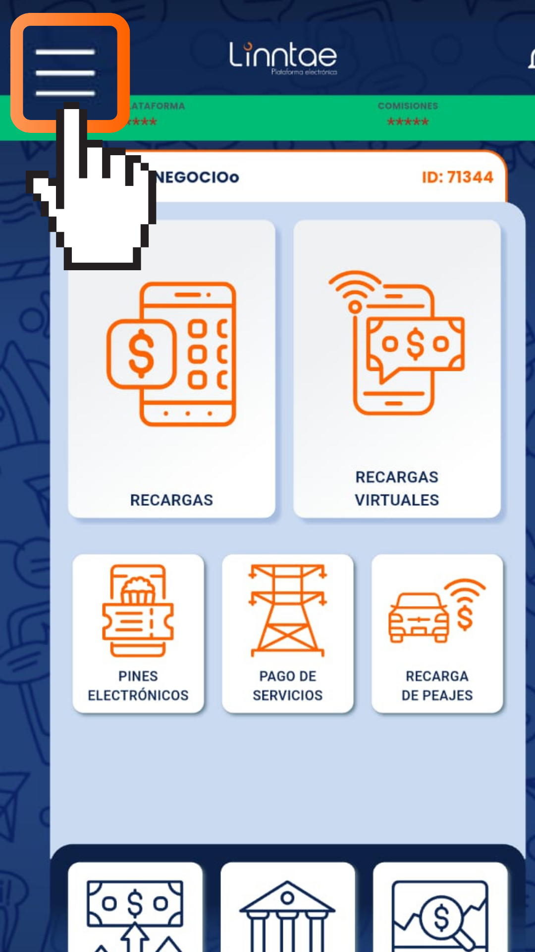 Paso 1 para activar recargas por Messenger en Linntae